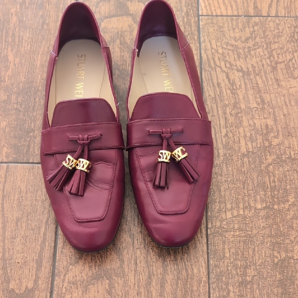 Stuart Weitzman Maroon Tassel Loafers